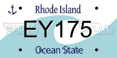 EY175 Rhode Island License Plate
