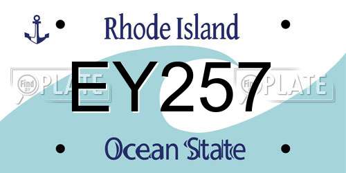 EY257 Rhode Island License Plate
