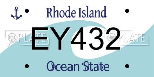 EY432 Rhode Island License Plate