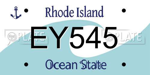 EY545 Rhode Island License Plate