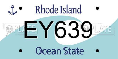 EY639 Rhode Island License Plate