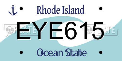 EYE615 Rhode Island License Plate