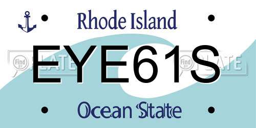 EYE61S Rhode Island License Plate