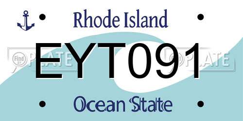 EYT091 Rhode Island License Plate