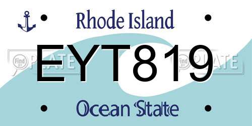 EYT819 Rhode Island License Plate