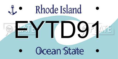 EYTD91 Rhode Island License Plate