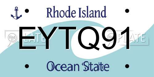 EYTQ91 Rhode Island License Plate