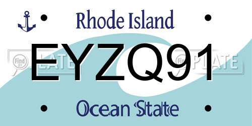 EYZQ91 Rhode Island License Plate