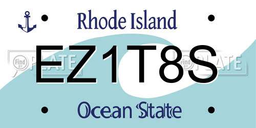 EZ1T8S Rhode Island License Plate