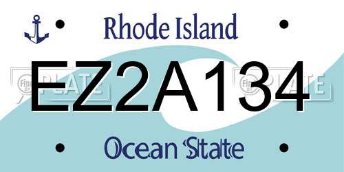 EZ2A134 Rhode Island License Plate