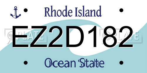 EZ2D182 Rhode Island License Plate