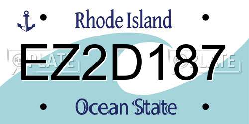 EZ2D187 Rhode Island License Plate