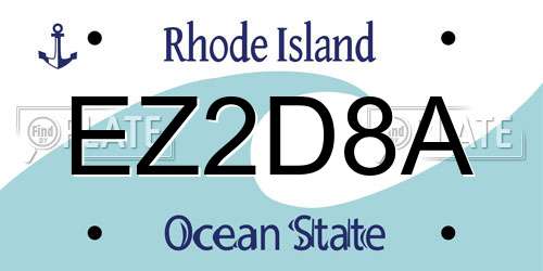 EZ2D8A Rhode Island License Plate