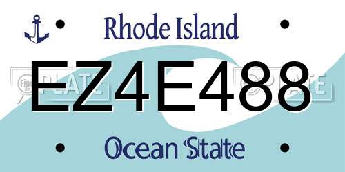 EZ4E488 Rhode Island License Plate