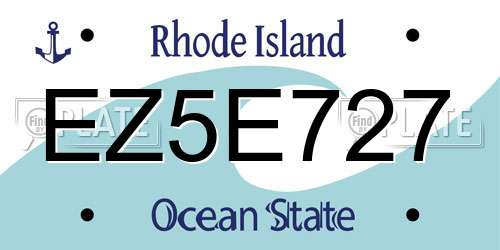 EZ5E727 Rhode Island License Plate