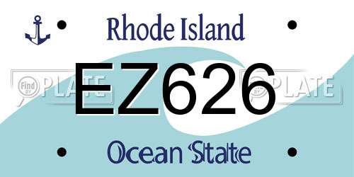 EZ626 Rhode Island License Plate