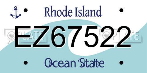 EZ67522 Rhode Island License Plate