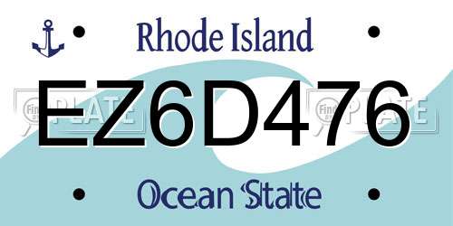 EZ6D476 Rhode Island License Plate