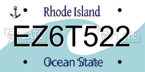 EZ6T522 Rhode Island License Plate