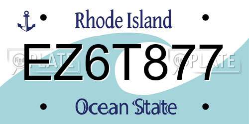 EZ6T877 Rhode Island License Plate