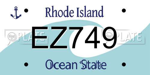 EZ749 Rhode Island License Plate
