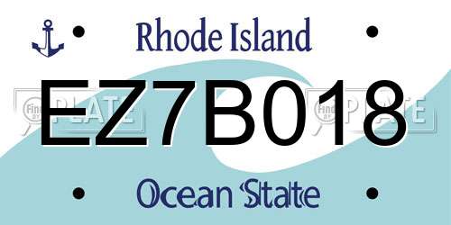 EZ7B018 Rhode Island License Plate