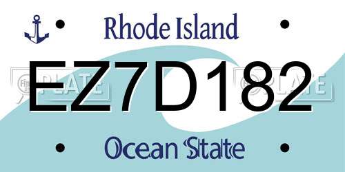 EZ7D182 Rhode Island License Plate