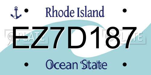 EZ7D187 Rhode Island License Plate