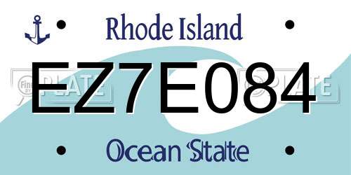 EZ7E084 Rhode Island License Plate