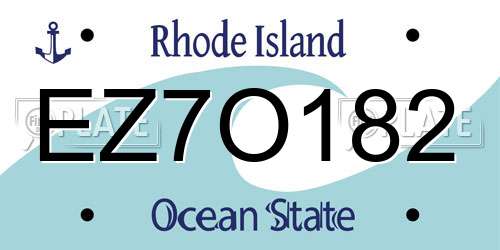 EZ7O182 Rhode Island License Plate