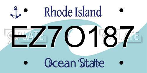 EZ7O187 Rhode Island License Plate
