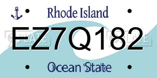 EZ7Q182 Rhode Island License Plate