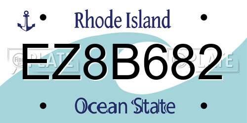 EZ8B682 Rhode Island License Plate