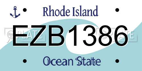 EZB1386 Rhode Island License Plate