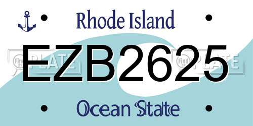 EZB2625 Rhode Island License Plate