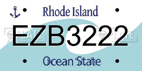 EZB3222 Rhode Island License Plate