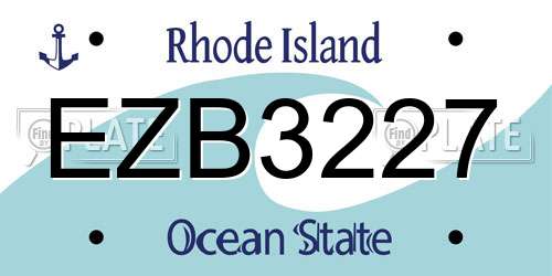 EZB3227 Rhode Island License Plate