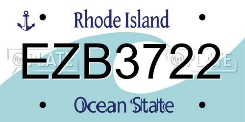 EZB3722 Rhode Island License Plate