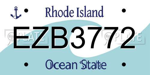 EZB3772 Rhode Island License Plate