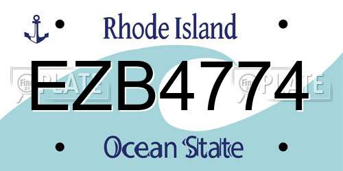 EZB4774 Rhode Island License Plate