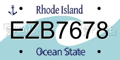 EZB7678 Rhode Island License Plate