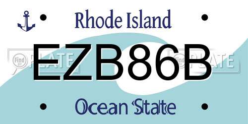 EZB86B Rhode Island License Plate