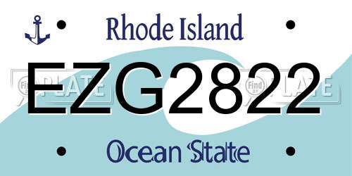 EZG2822 Rhode Island License Plate