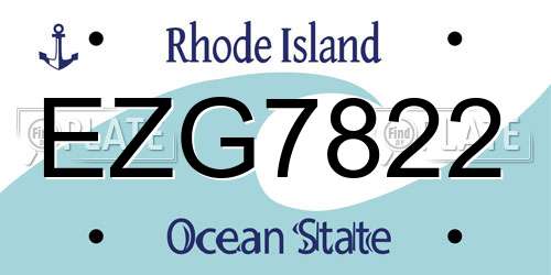 EZG7822 Rhode Island License Plate