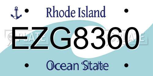 EZG8360 Rhode Island License Plate