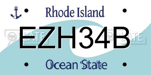 EZH34B Rhode Island License Plate