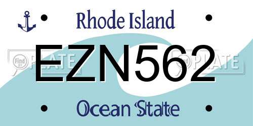 EZN562 Rhode Island License Plate