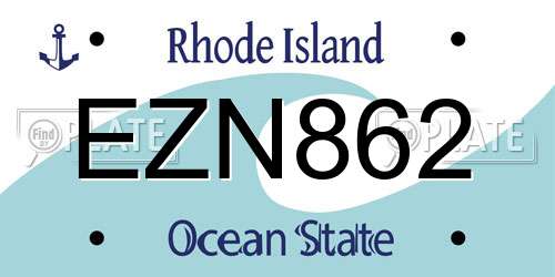 EZN862 Rhode Island License Plate
