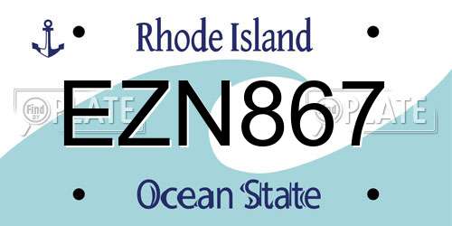 EZN867 Rhode Island License Plate