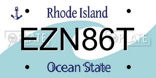 EZN86T Rhode Island License Plate